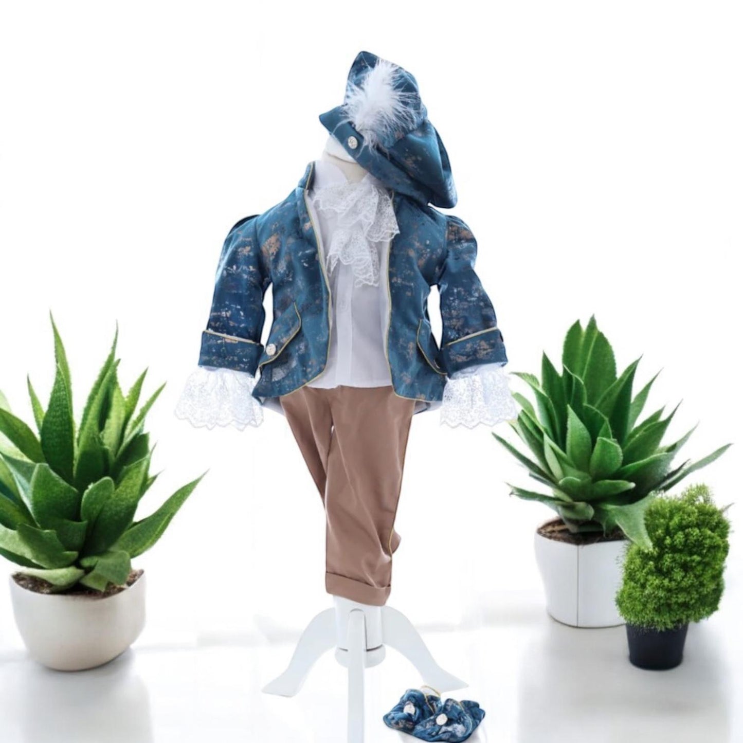 Costum model Prinț Regal turcoaz