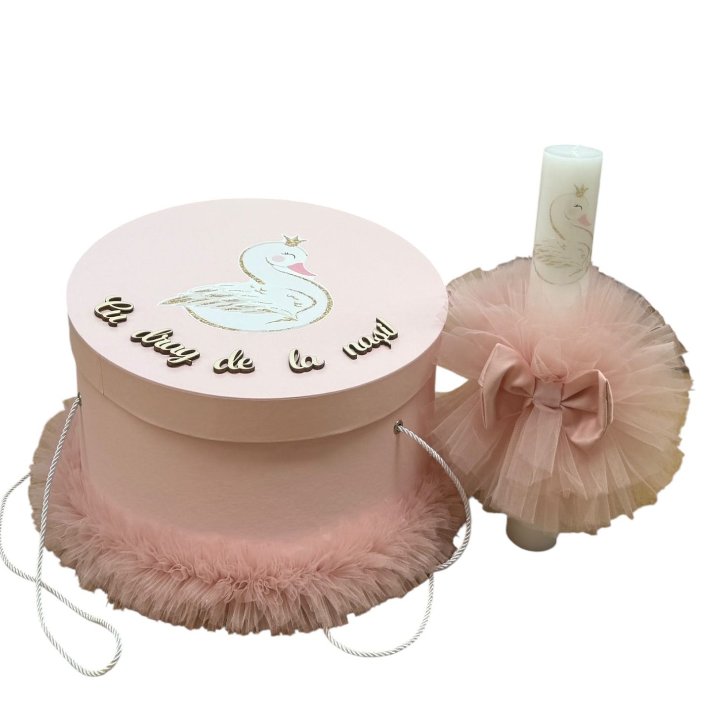 Trusou + lumanare lebada roz pudra