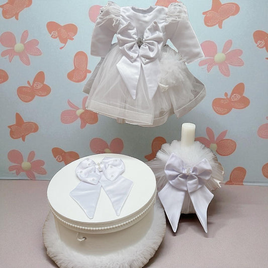 Set botez fetita funda alba