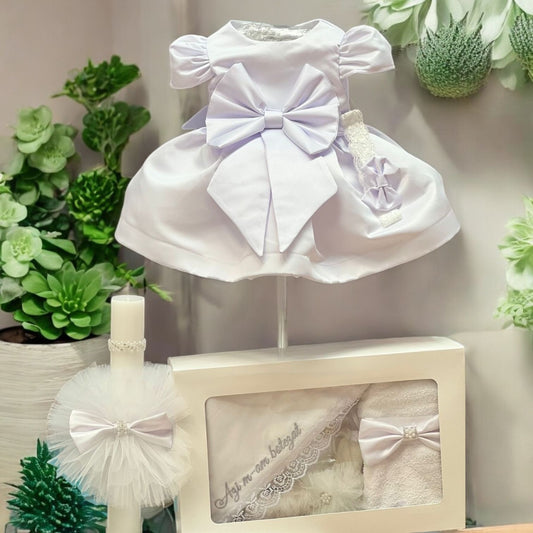 Set botez fetita alb