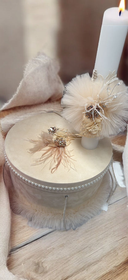 Trusou rotund catifea crem