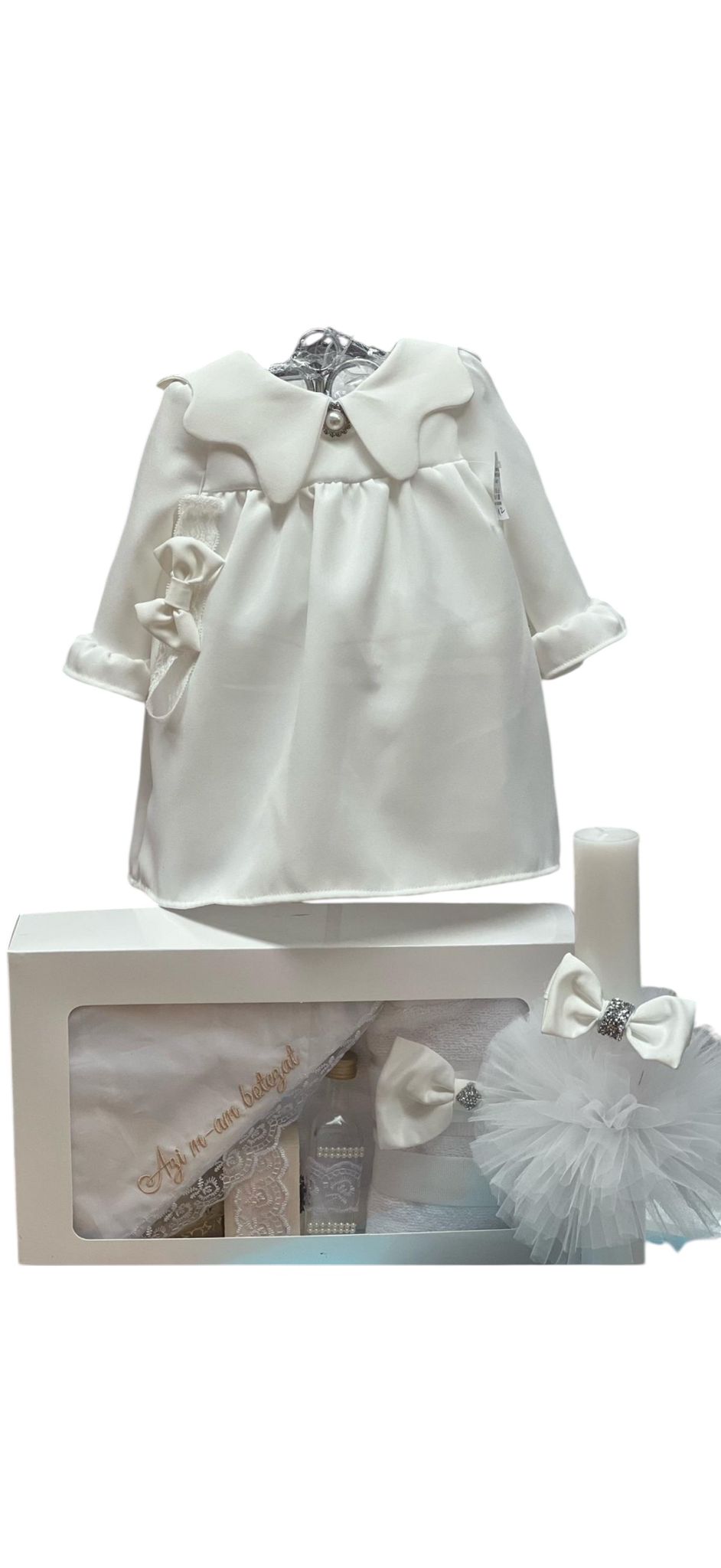 Set botez fetita alb