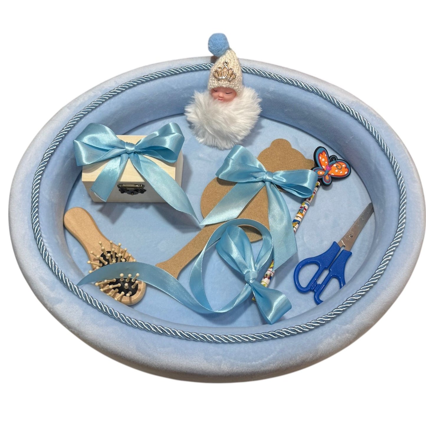 Tavita moț catifea baby blue bebelus