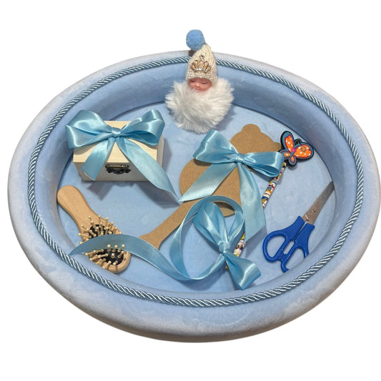 Tavita moț catifea baby blue bebelus