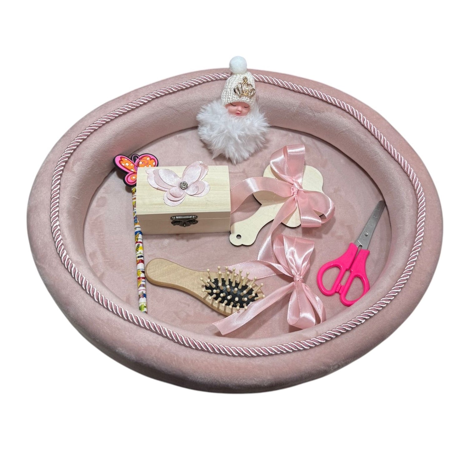 Tavita moț catifea roz pudra bebelus