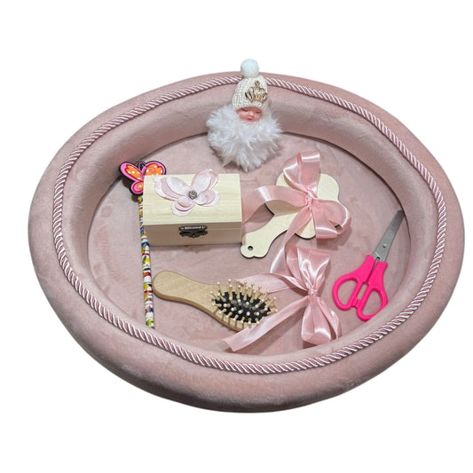 Tavita moț catifea roz pudra bebelus