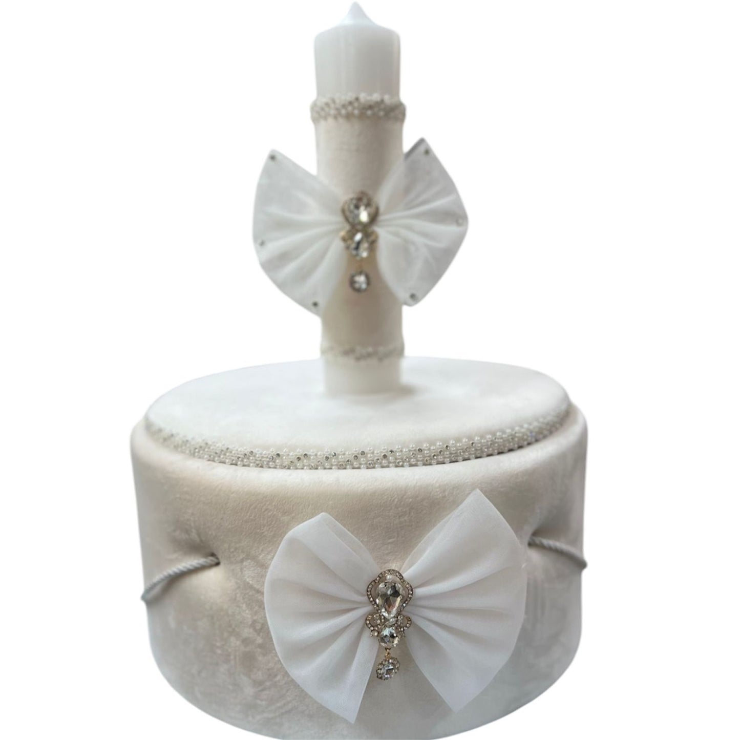 Trusou rotund catifea ivoire