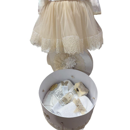 Set botez fetita alb-crem
