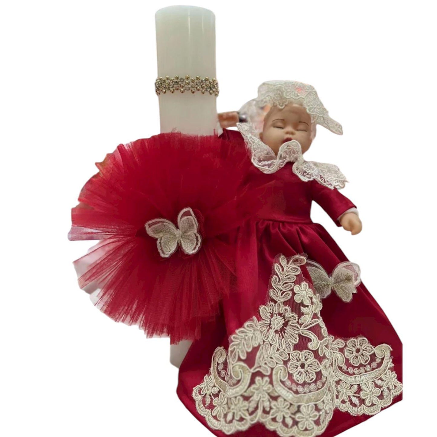Set botez fetita rosu