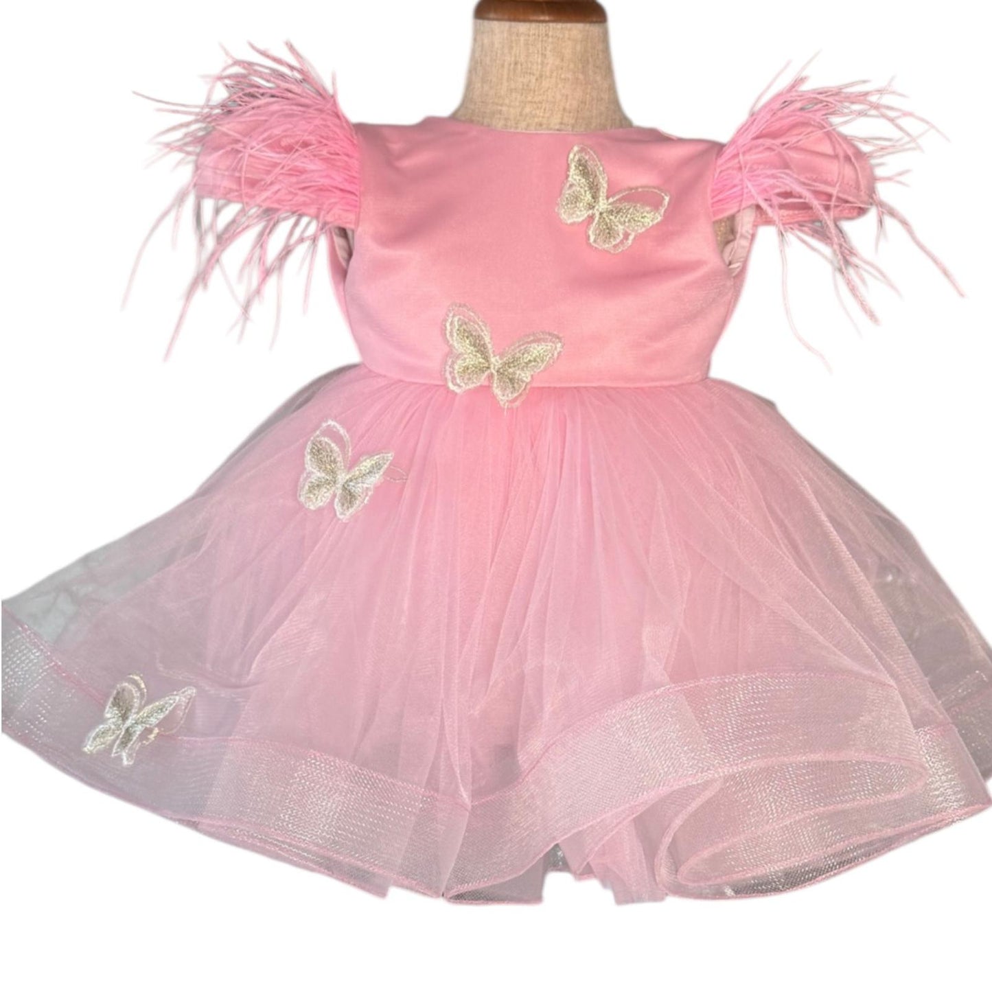 Rochie roz cu fluturi