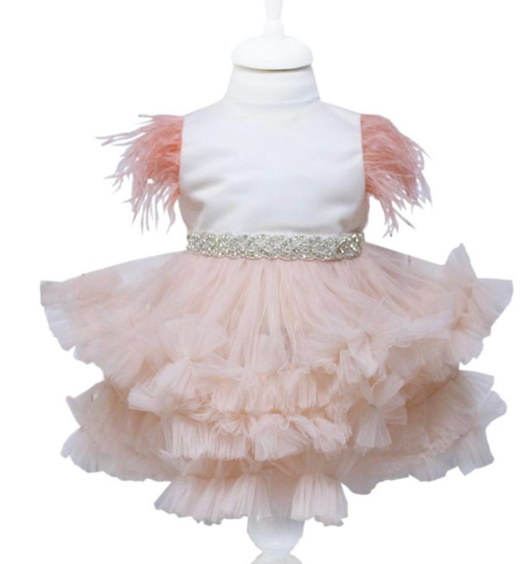 Rochie roz pudra cu valuri