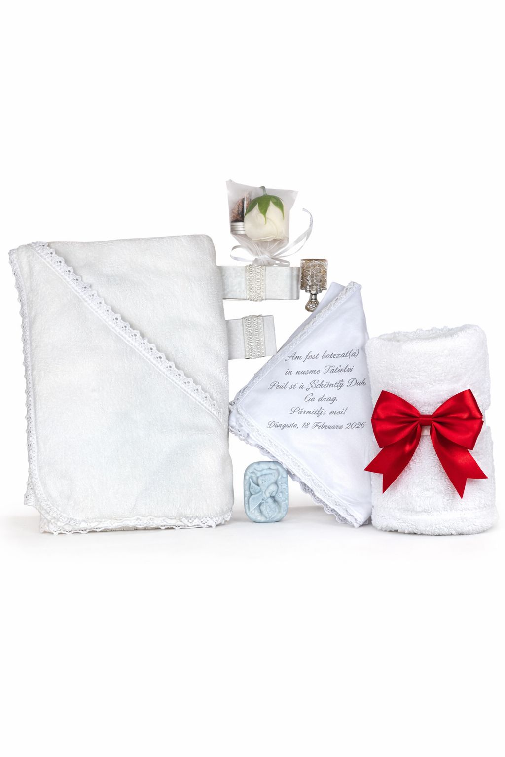 Set botez fata cu funda rosie