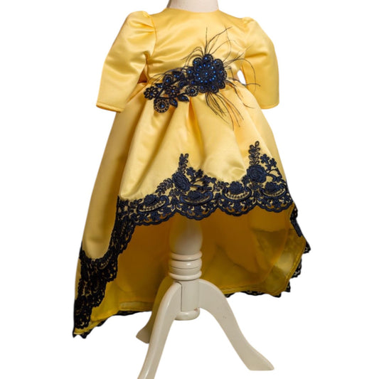 Rochie galbena cu dantela