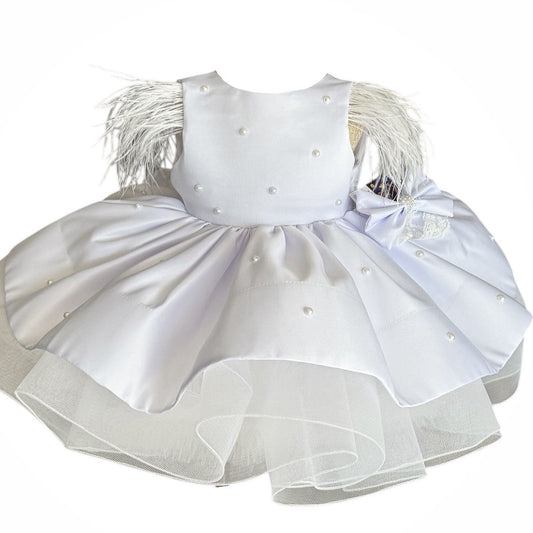 Rochie alba cu perle