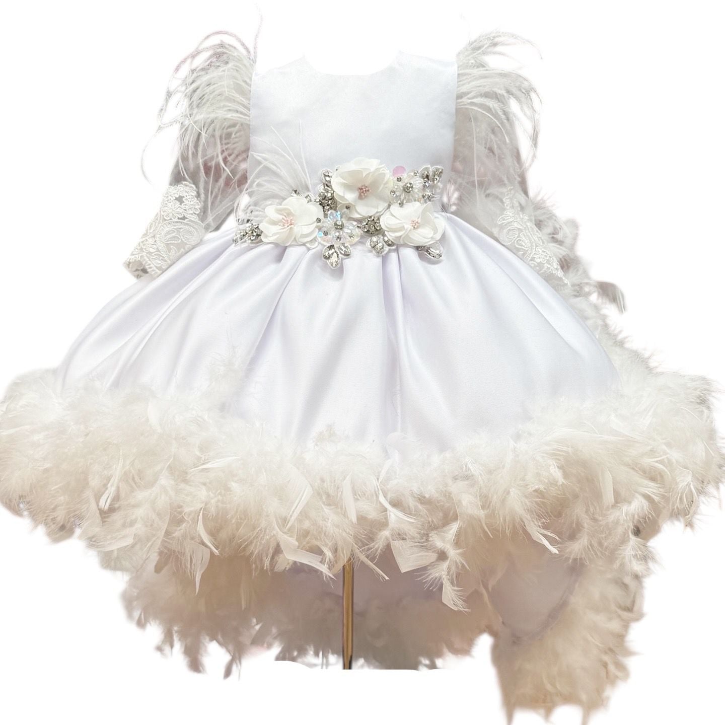 Rochie alba cu trena detasabila