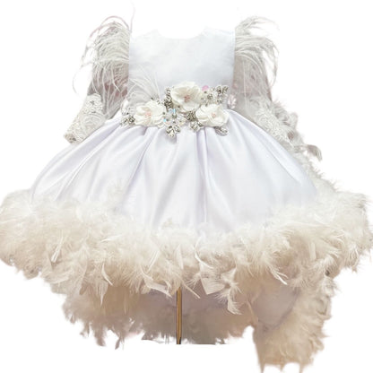Rochie alba cu trena detasabila