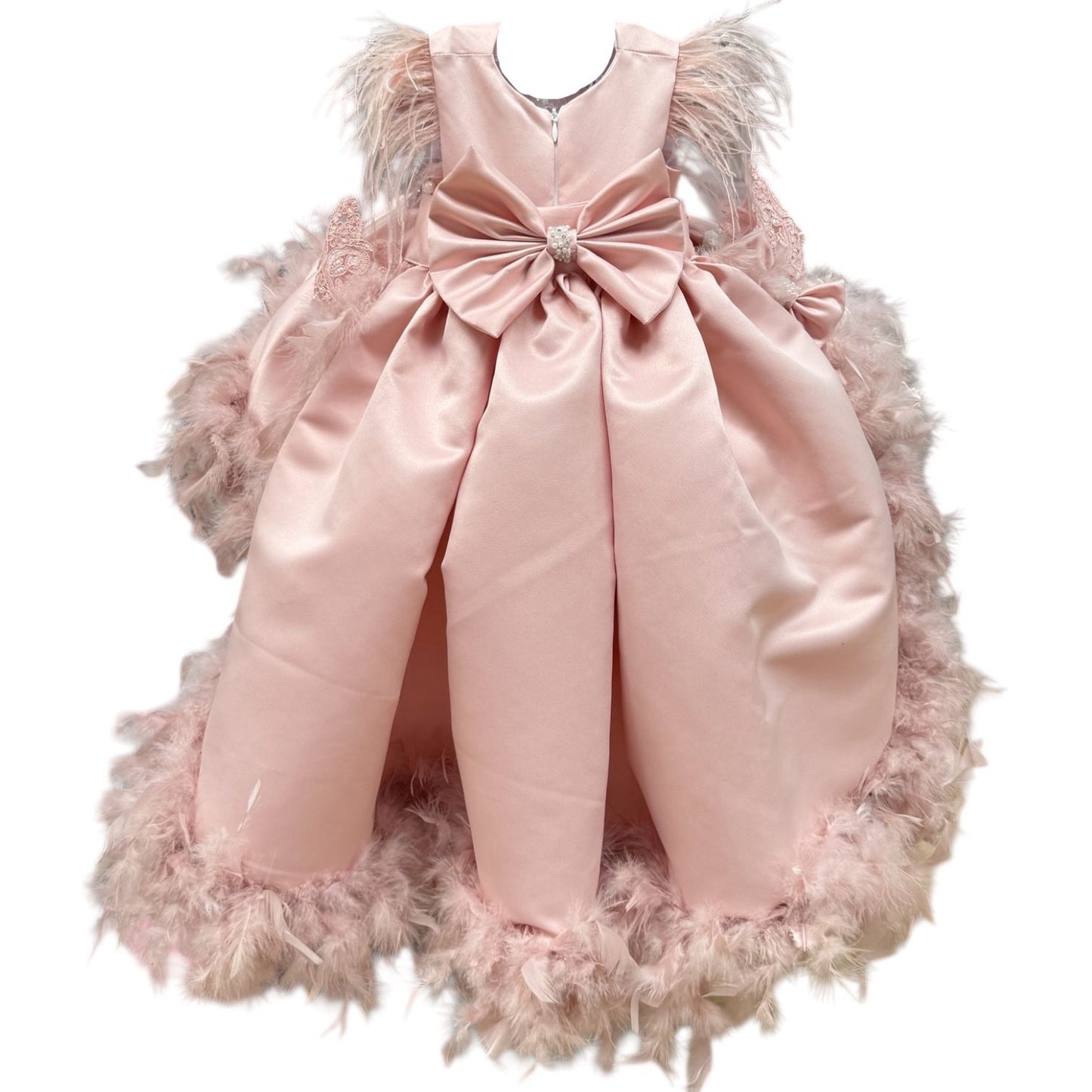 Rochie roz pudra cu trena detasabila