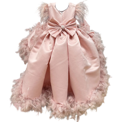 Rochie roz pudra cu trena detasabila