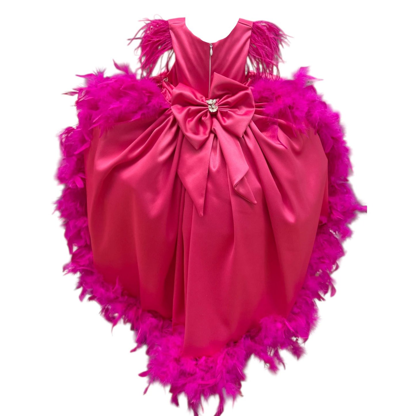 Rochie fuxia cu trena detasabila
