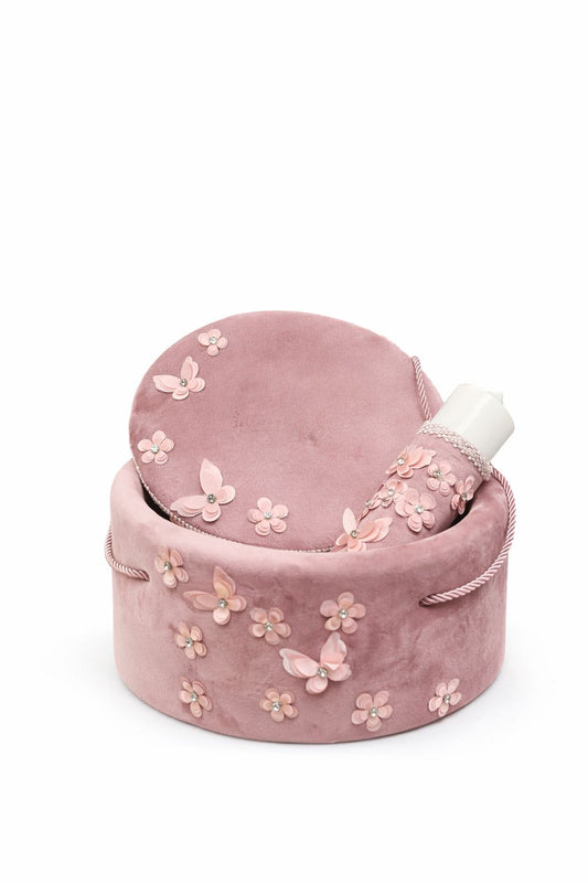 Trusou catifea pudra flori si fluturi