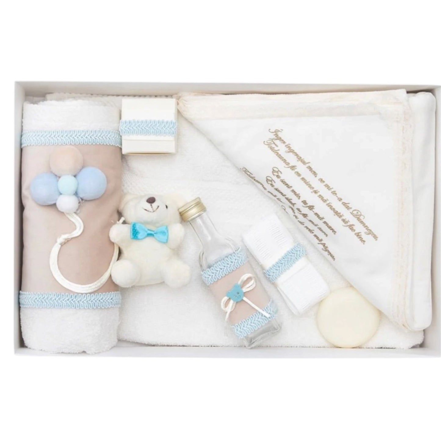 Trusou urs crem si albastru