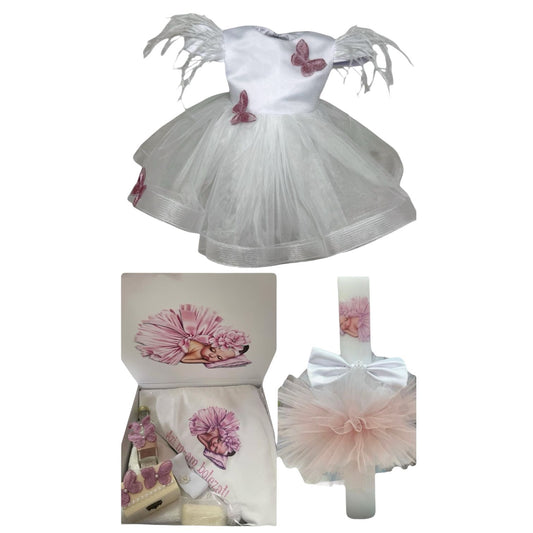 Set botez fetita balerina roz