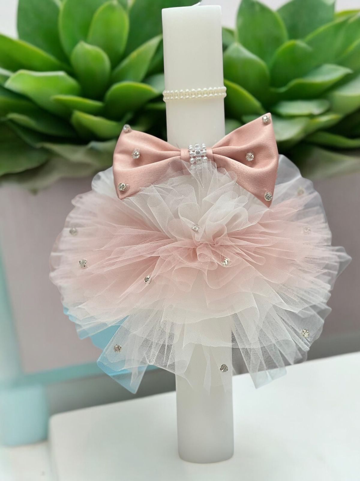 Trusou + lumanare roz pudra