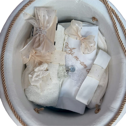 Set botez fetita alb trusou catifea